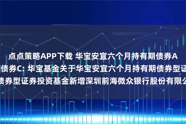 点点策略APP下载 华宝安宜六个月持有期债券A,华宝安宜六个月持有期债券C: 华宝基金关于华宝安宜六个月持有期债券型证券投资基金新增深圳前海微众银行股份有限公司为代销机构的通知