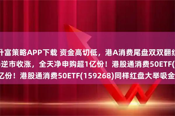 升富策略APP下载 资金高切低，港A消费尾盘双双翻红！消费ETF(159928)逆市收涨，全天净申购超1亿份！港股通消费50ETF(159268)同样红盘大举吸金！